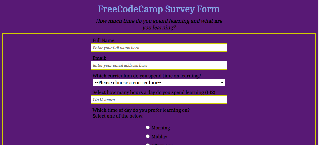 Survey Form Preview
